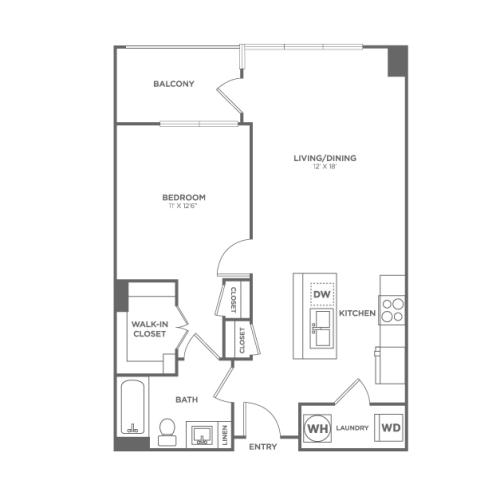One Bedroom One Bath (731 SF)
