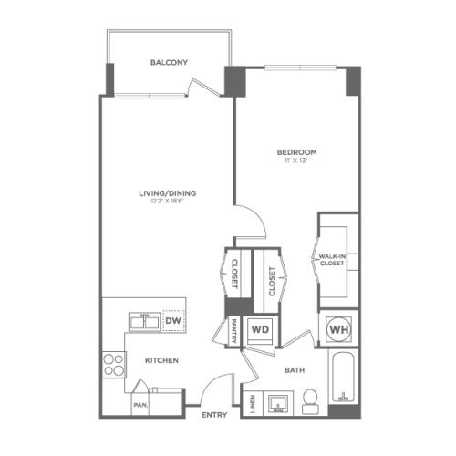 One Bedroom One Bath (747 SF)
