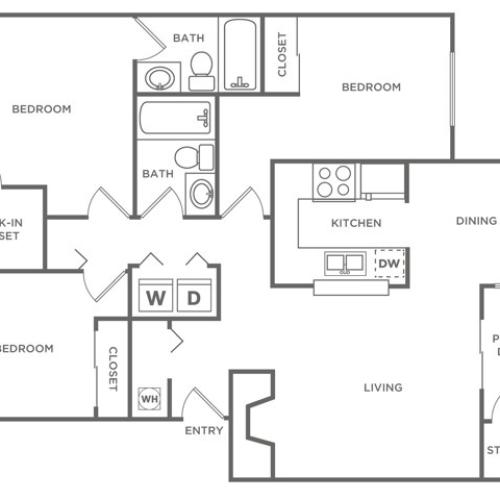 3 Bedroom 2 Bath | 1,108 sq. ft.