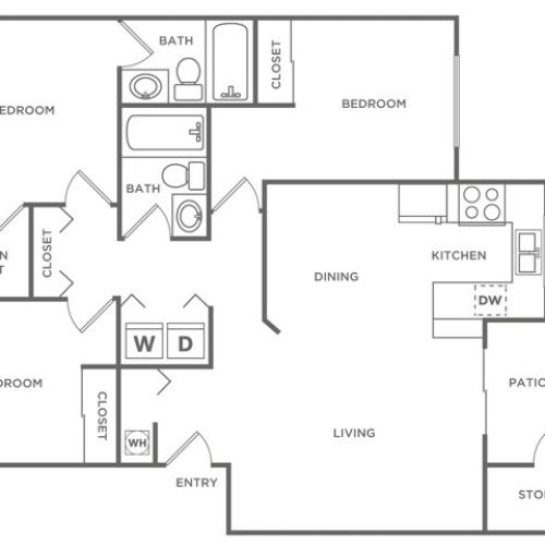 3 Bedroom 2 Bath | 1,123 sq. ft.
