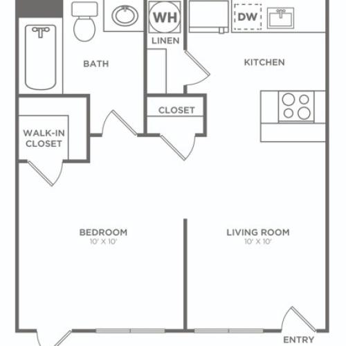 One Bedroom One Bath (603 SF) 1 Bed Apartment Avana at Happy Valley