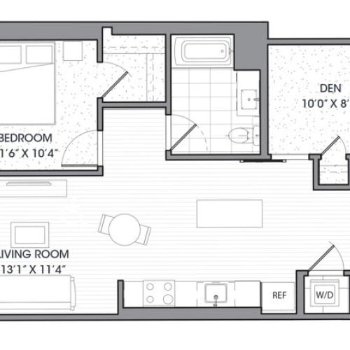 1 bed 1 bath | 838 SF