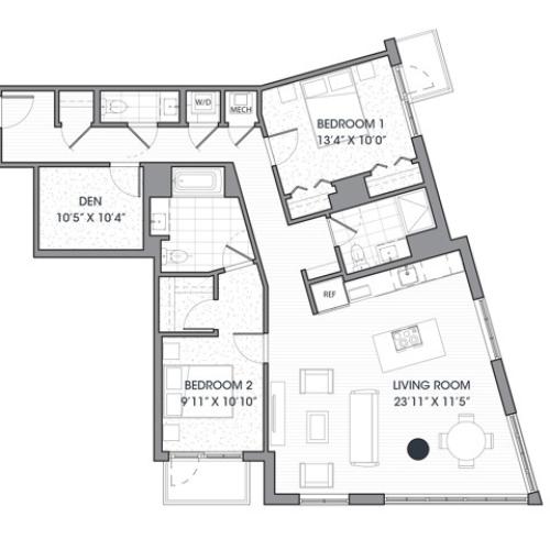 2 bed 2.5 bath | 1357 SF