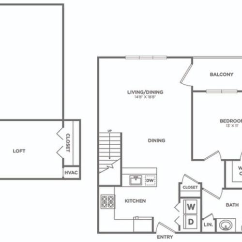 Two Bedroom Two Bath w/ Loft (1300 SF) 2 Bed Apartment Pembroke Woods