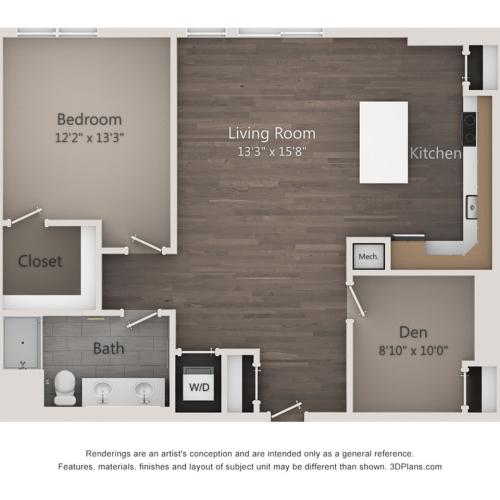 One Bedroom One Bathroom (1030 SF)