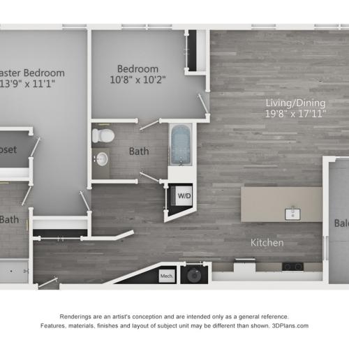 Two Bedroom Two Bathroom (1323 SF)