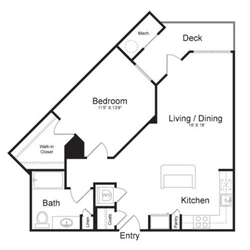 One Bedroom One Bath (800 SF)