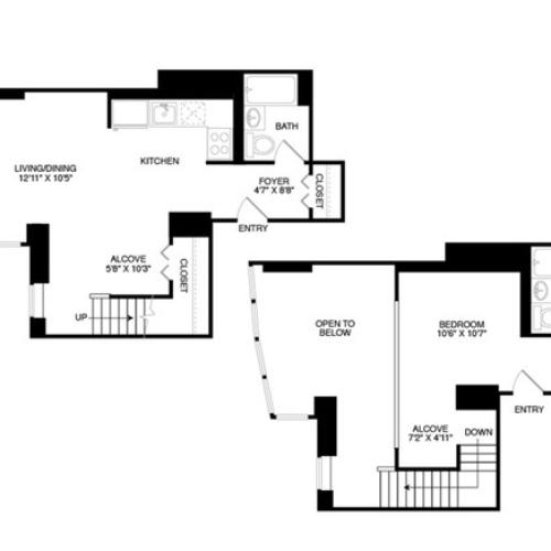 Two Bedroom Two Bath (1136 SF)