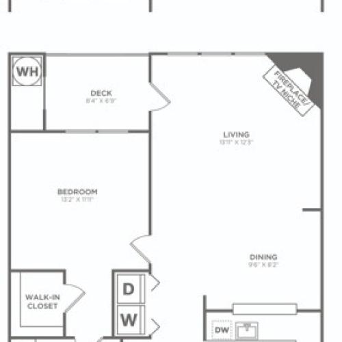 One Bedroom One Bath (755 SF)