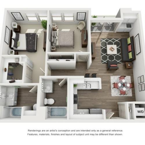 D1 | 2 bed 2 bath | from 971 square feet