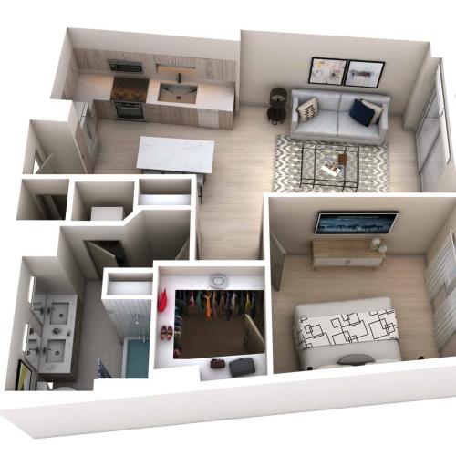 A1 | 1 bed 1 bath | 827 sq ft
