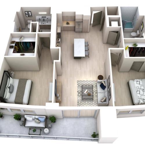 B1 | 2 Bed 2 bath | 1164 sq ft