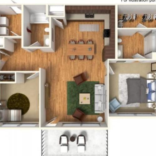 2x2 Second & Third Floor 1095 2 Bed Apartment Highline at Kendall Yards