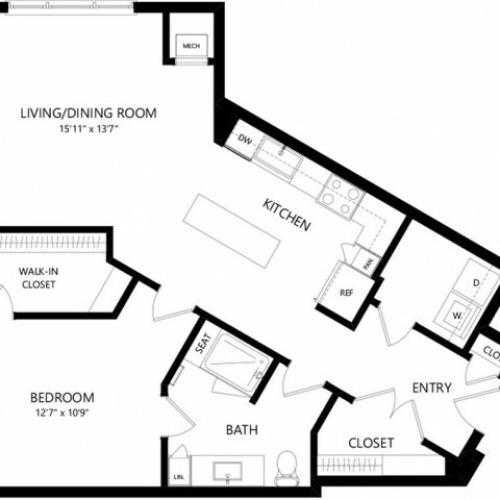 A1 | 1 bed 1 bath | from 869 square feet