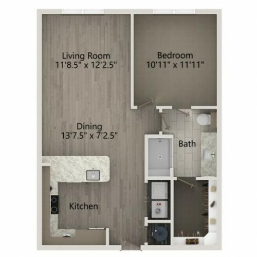 A2 | 1 bed 1 bath | from 729 square feet