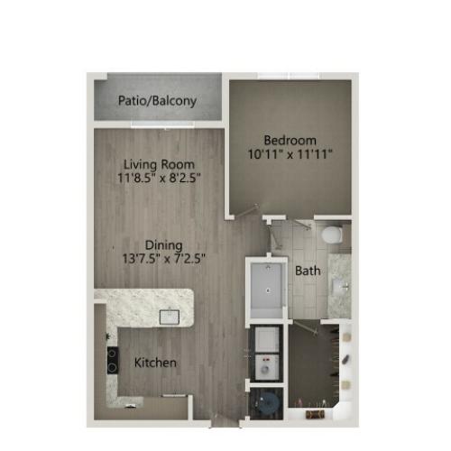 A2A | 1 bed 1 bath | from 681 square feet