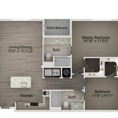B1 | 2 bed 2 bath | from 1016 square feet
