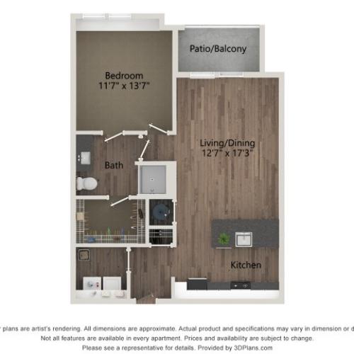 A2B | 1 bed 1 bath | 769 sq ft