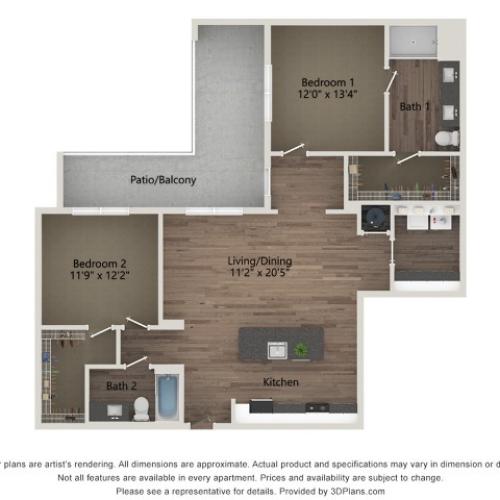 B4B | 2 bed 2 bath | 1248 sq ft