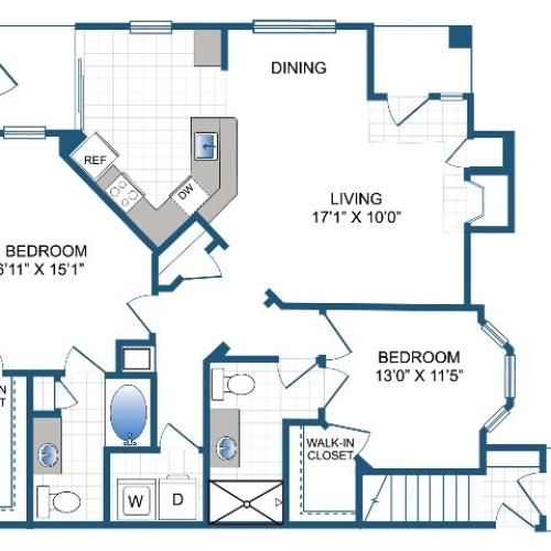 Solebury  | 2 bed 2 bath | 1275 sq ft