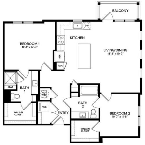 2 Bedroom B3 Alt 2D Floor Plan Image