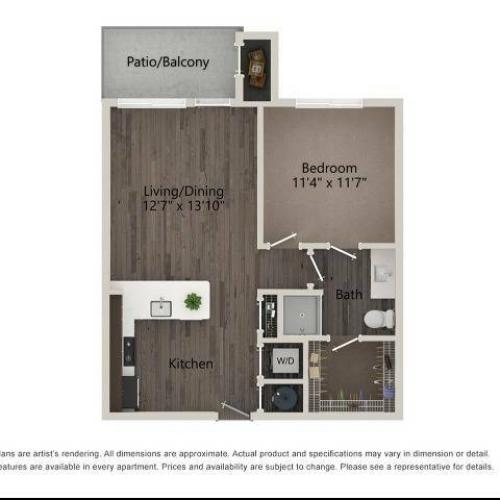1 Bedroom 1A Floor Plan image