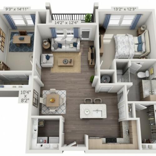 A2B | 1 bed 1 bath | from 1037 square feet
