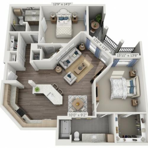B4 | 2 bed 2 bath | from 1331 square feet