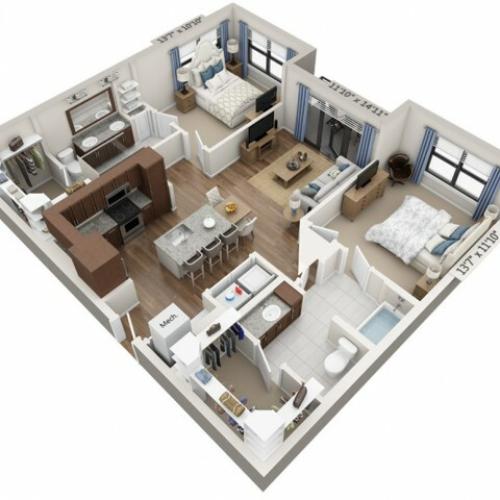 Opus | 2 bed 2 bath | from 1115 square feet