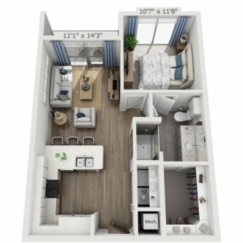 B2 | 1 bed 1 bath | from 652 square feet