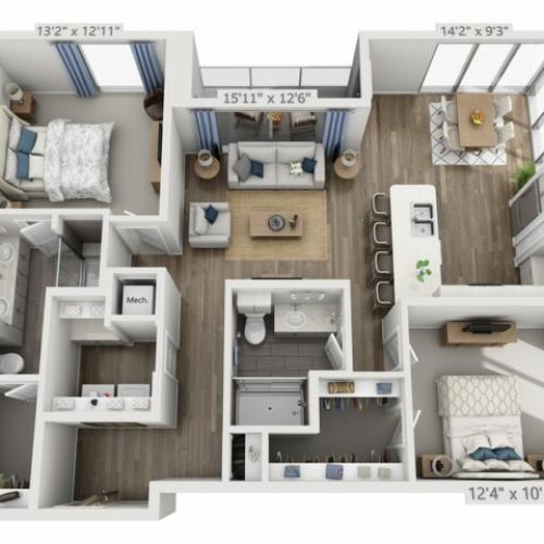 E3 | 2 bed 2 bath | from 1286 square feet