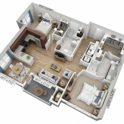 Opus | 2 bed 2 bath | from 1120 square feet