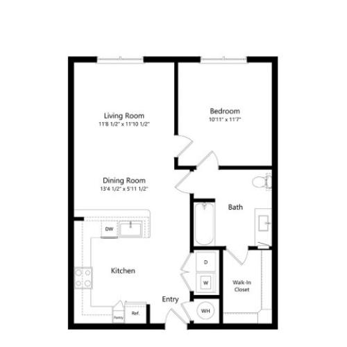 A2-HC | 1 bed 1 bath | from 729 square feet