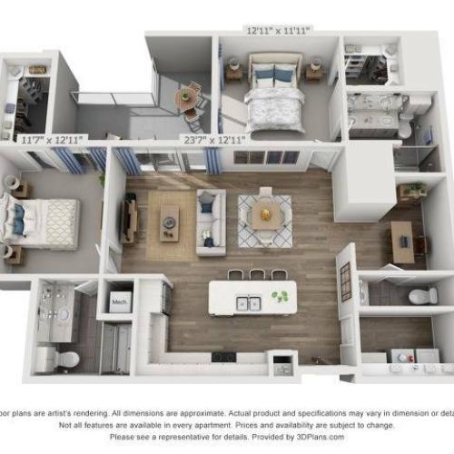 F2 | 2 bed 2 bath | from 1335 square feet
