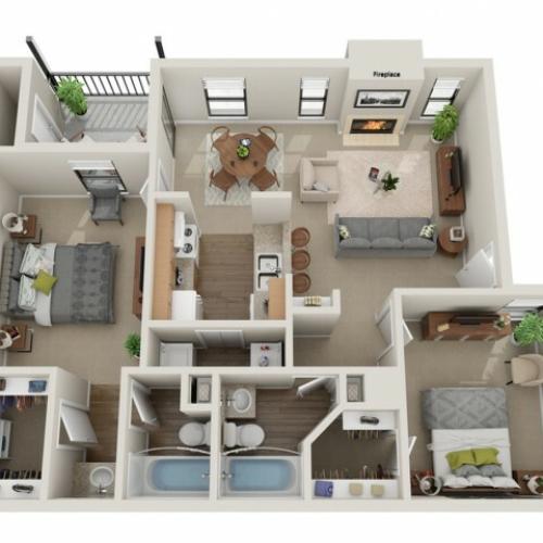 Derby Floorplan | Vanderbilt Apartments