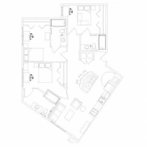 3 bed, 3 bath floorplan is 1195 sq. ft.