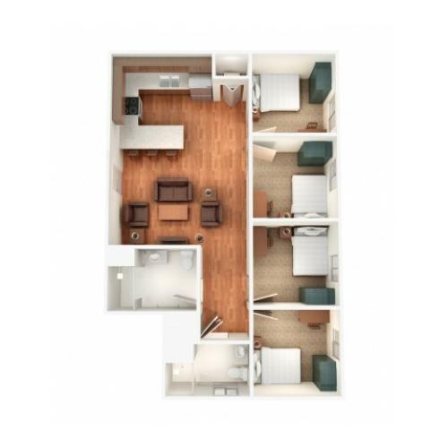 4 bedroom 2 bathroom floor plan 968 square feet