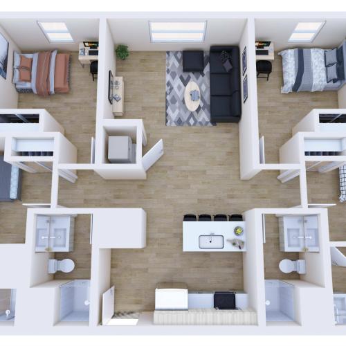 4 bedroom 4 bathroom A floor plan 1,254 square feet