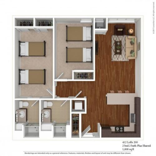 2 Bed, 2 Bath Classic Shared 2 Bed Apartment Yugo Minneapolis 412