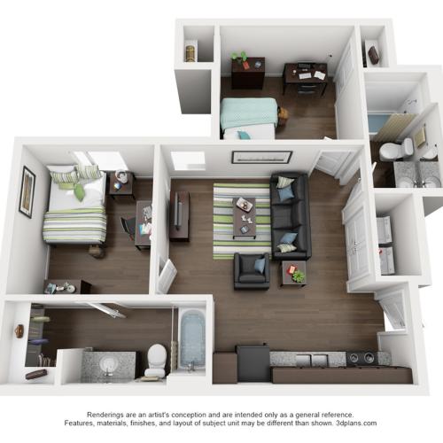 2 bedroom 2 bathroom apartment floor plan 213 Elm Street Prime Place Stillwater