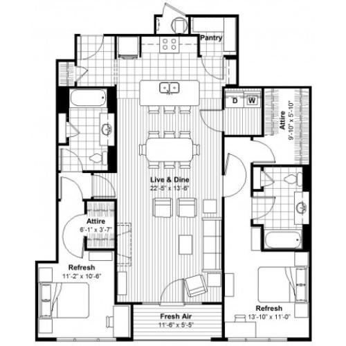 1 BR 1 Bed Apartment Luxe at Union Hill