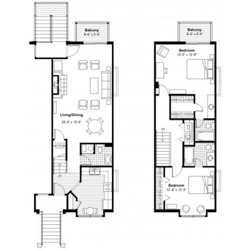 2 BR 2 Bed Apartment Union Hill Place