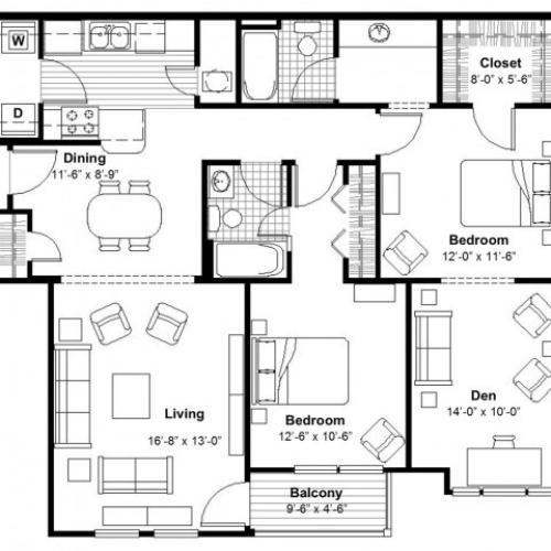 2 BR 2 Bed Apartment Union Hill Place