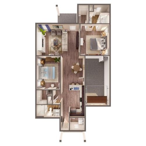 2 Bedroom 2 Bath Floor Plan | LEO at The Sanctuary