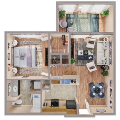 1 Bdrm Floor Plan | Apartments In Humble | Advenir at Eagle Creek