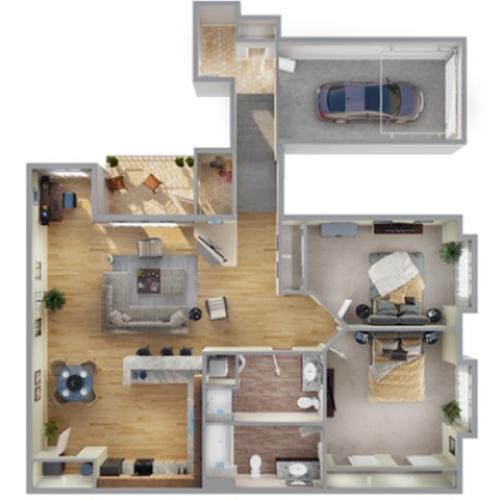 2 Bedroom Floor Plan | Apartments In Aurora Colorado