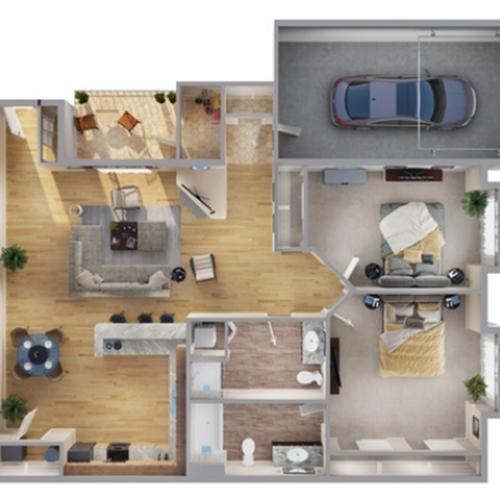2 Bedroom Renovated Floor Plan | Apartments In Aurora Colorado