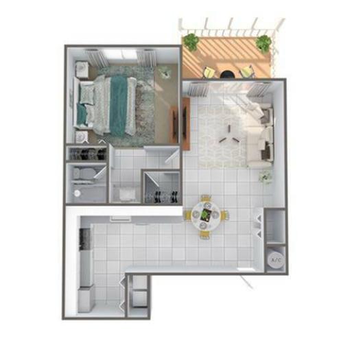 1 Bdrm Floor Plan | Apartments In Palm Beach Gardens | Turnbury at Palm Beach Garden