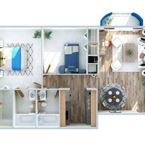 2 Bdrm Floor Plan | Apartments In Miami Florida | Advenir at University Park