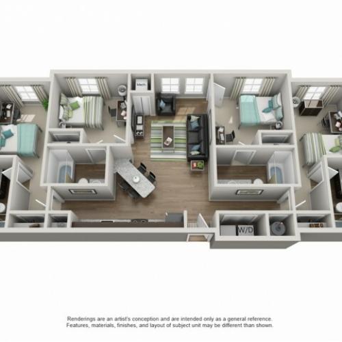 D2 4x4 Floor Plan